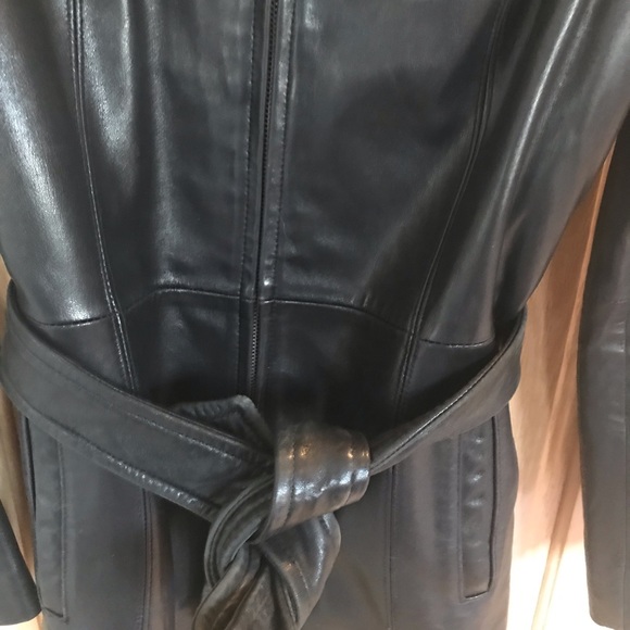 COPY - Nine West belted leather coat. Size Small. - Picture 3 of 5